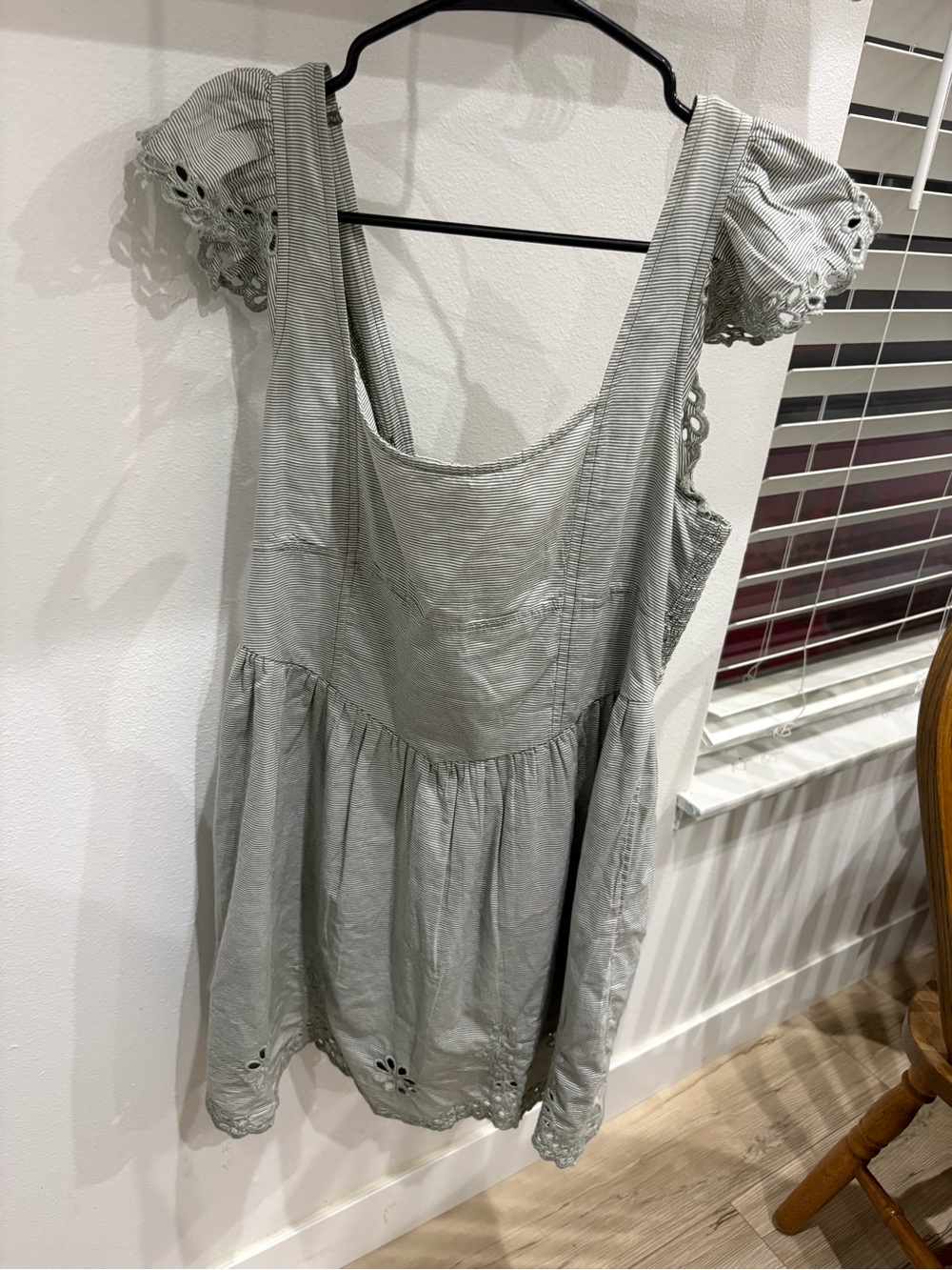 American Eagle Light Gray Striped Sundress